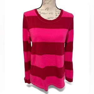 BURU Pink & Red Striped Long Sleeve Tee Medium — Made in USA